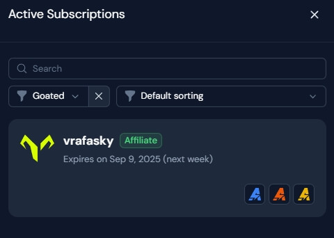 Active Goated Bot Subscription Dashboard