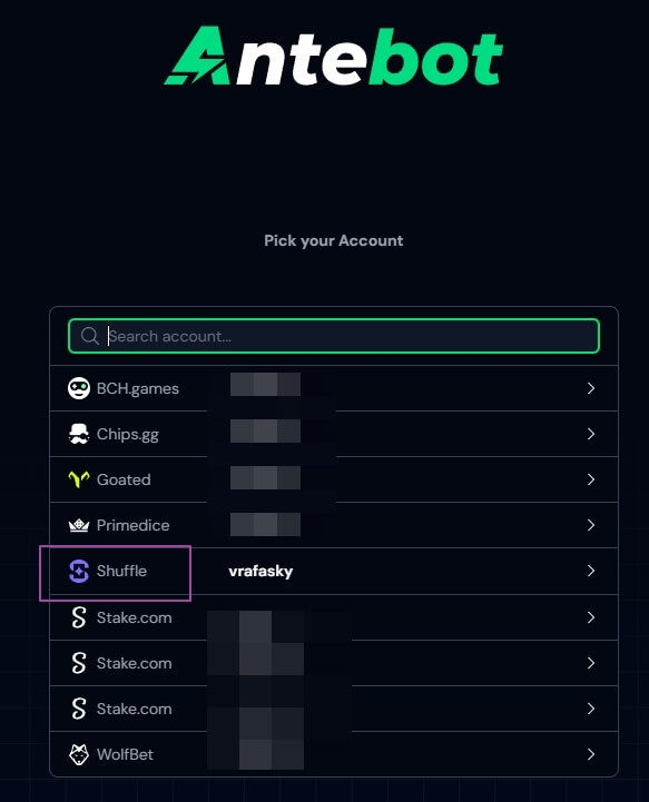 Antebot Login - Shuffle Bot Access