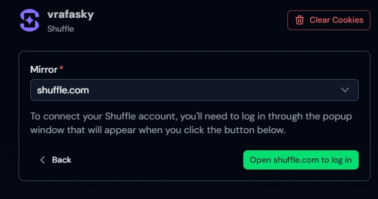 Shuffle Bot Login Window
