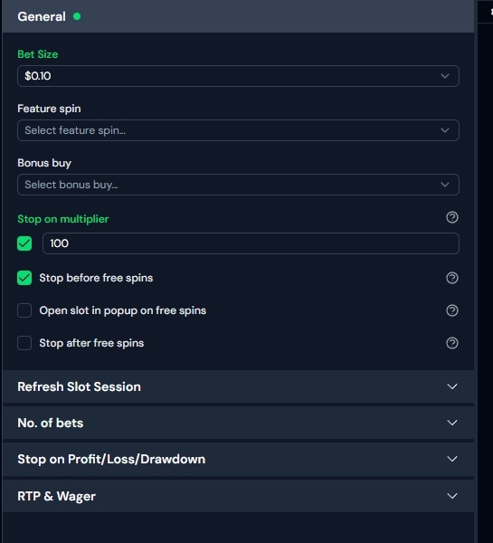 Antebot Roobet slot options