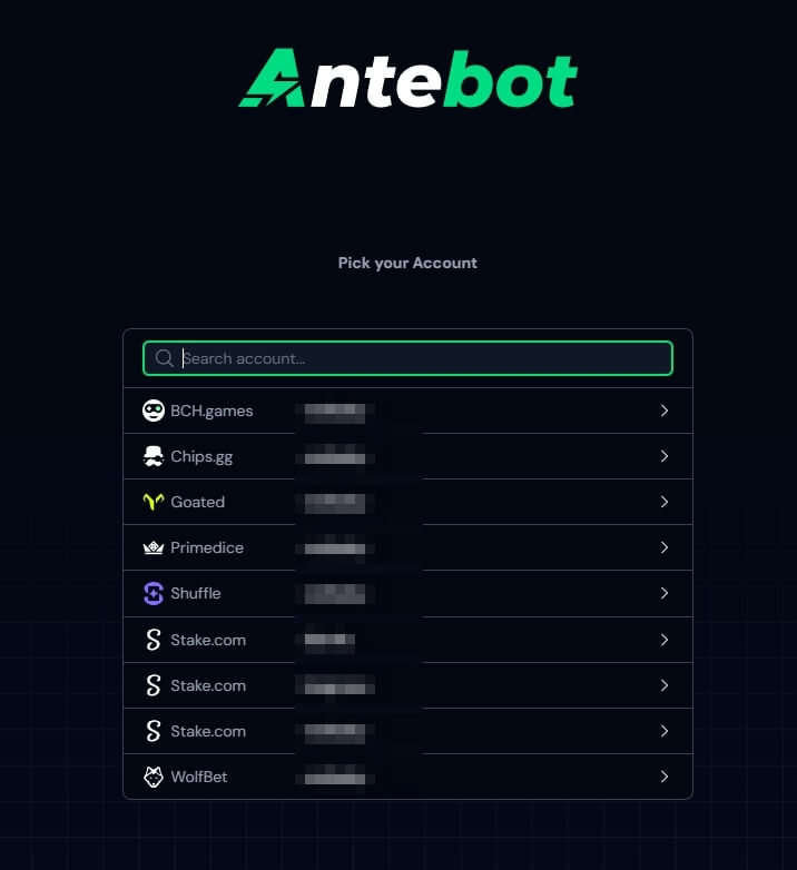 Log into Antebot app to access your Stake bot automation tools - Professional casino automation software interface Antebot Login - Stake Bot Access