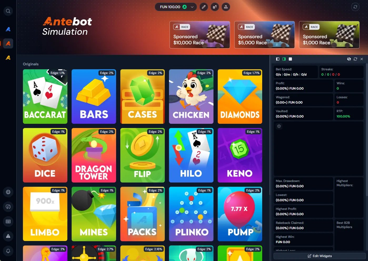 Antebot Simulation Dashboard