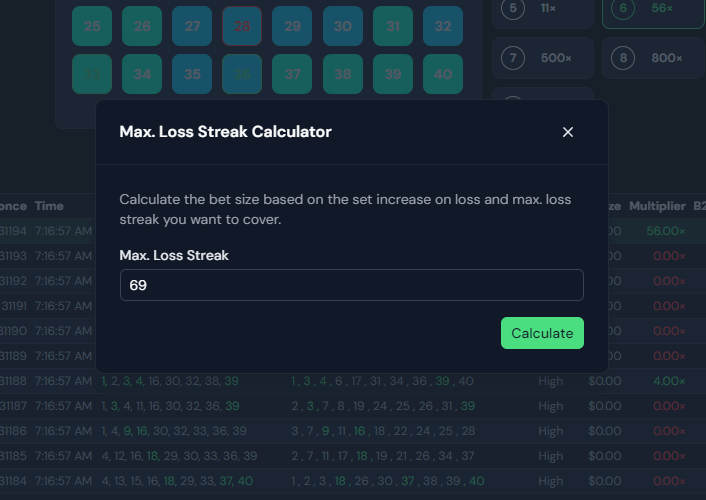 Loss Streak Calculator